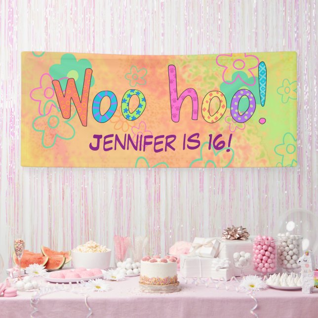16th Birthday WooHoo Name Personalised Banner (Party)