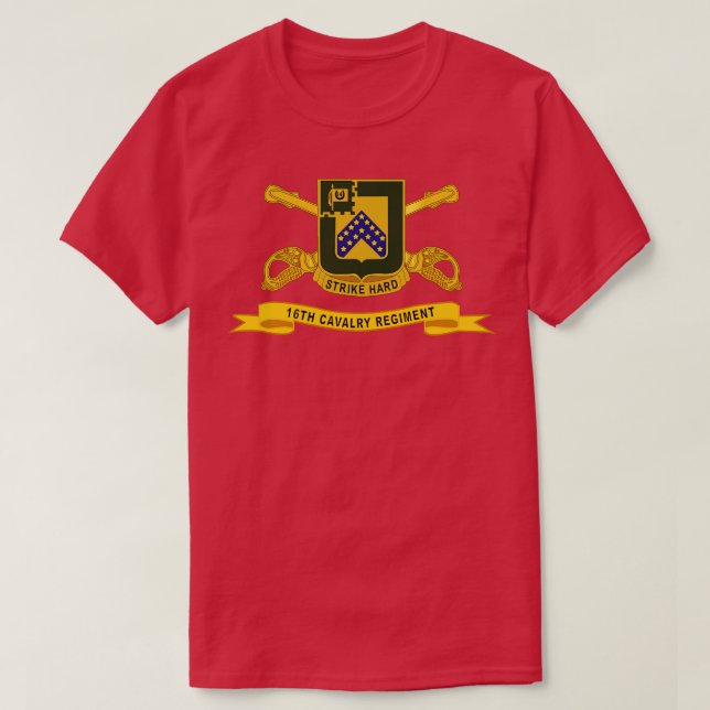 16th Cavalry Regiment w Br Ribbon T-Shirt (Design Front)