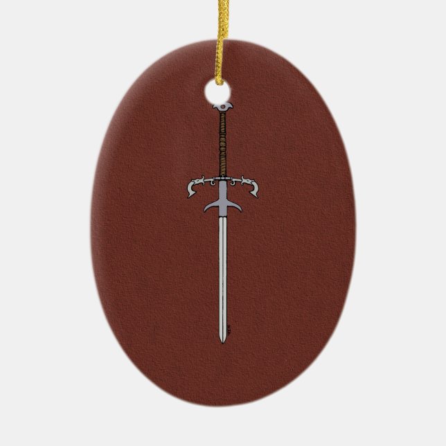 16th Century Bearing/Processional Sword Ceramic Tree Decoration (Front)