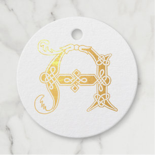 16th Century Celtic Knot Decorative Capital A Favour Tags