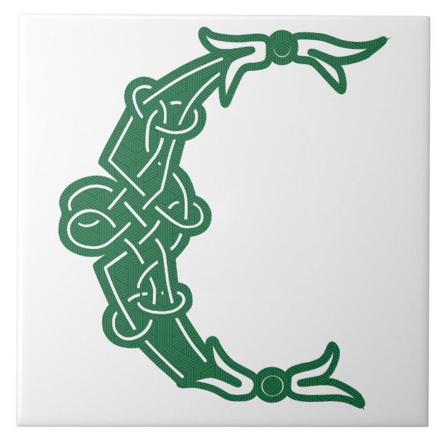 16th Century Celtic Knot Decorative Capital C Tile (Front)