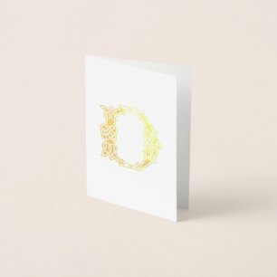 16th Century Celtic Knot Decorative Capital D Foil Card