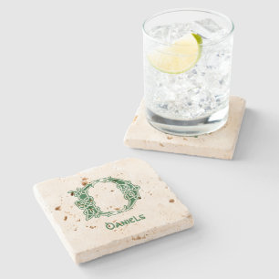 16th Century Celtic Knot Decorative Capital D Stone Coaster