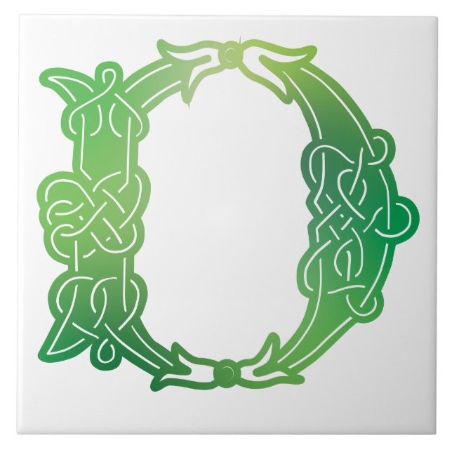 16th Century Celtic Knot Decorative Capital D Tile (Front)