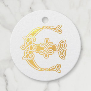 16th Century Celtic Knot Decorative Capital E Favour Tags