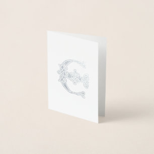 16th Century Celtic Knot Decorative Capital E Foil Card