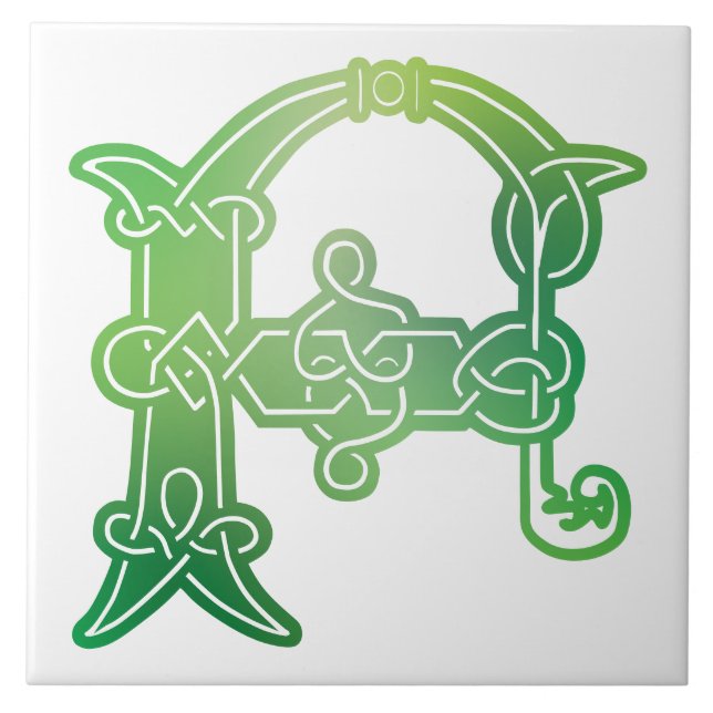 16th Century Celtic Knot Decorative Capital F Tile (Front)