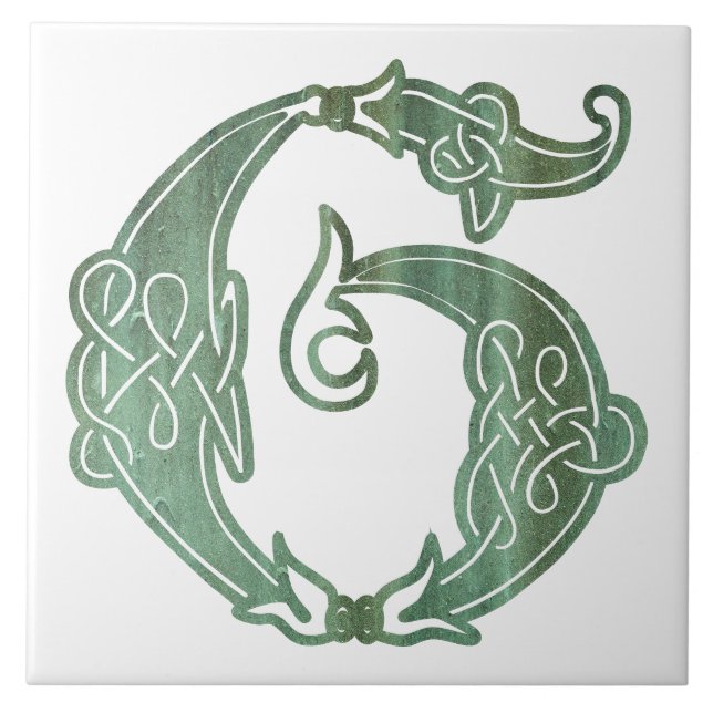 16th Century Celtic Knot Decorative Capital G Tile (Front)