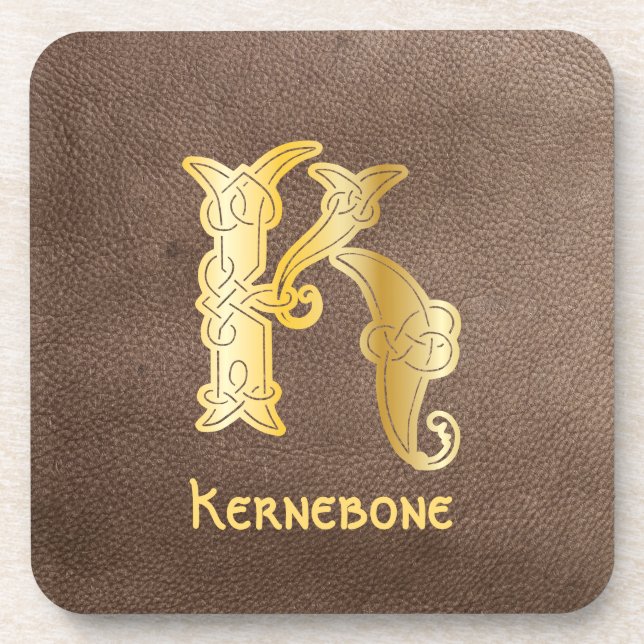 16th Century Celtic Knot Decorative Capital K  Coaster (Front)