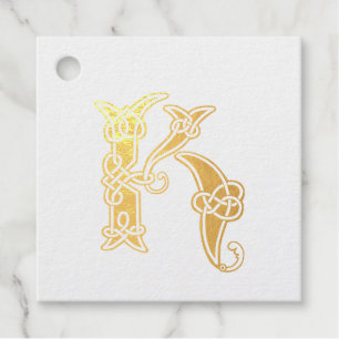 16th Century Celtic Knot Decorative Capital K Favour Tags