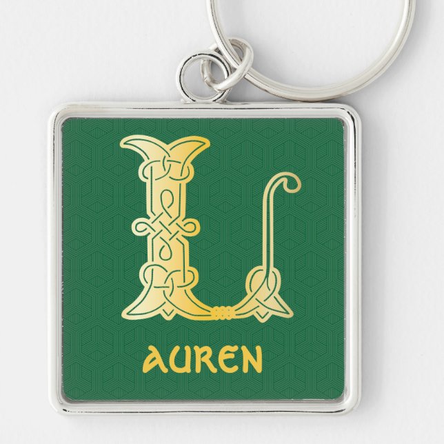 16th Century Celtic Knot Decorative Capital L Key Ring (Front)