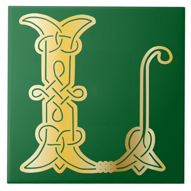16th Century Celtic Knot Decorative Capital L Tile (Front)