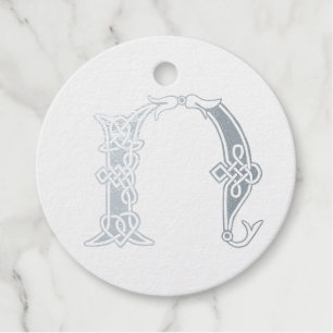 16th Century Celtic Knot Decorative Capital N Favour Tags