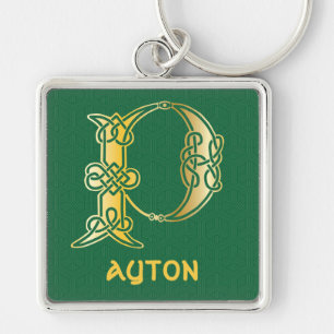 16th Century Celtic Knot Decorative Capital P Key Ring