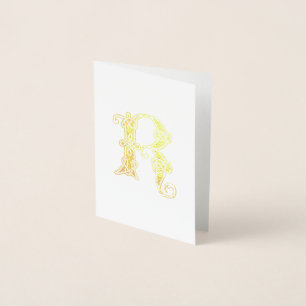16th Century Celtic Knot Decorative Capital R Foil Card