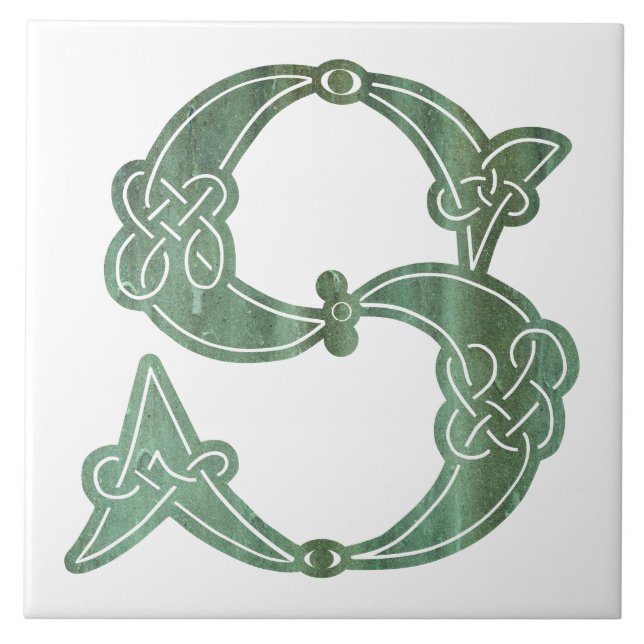 16th Century Celtic Knot Decorative Capital S Tile (Front)