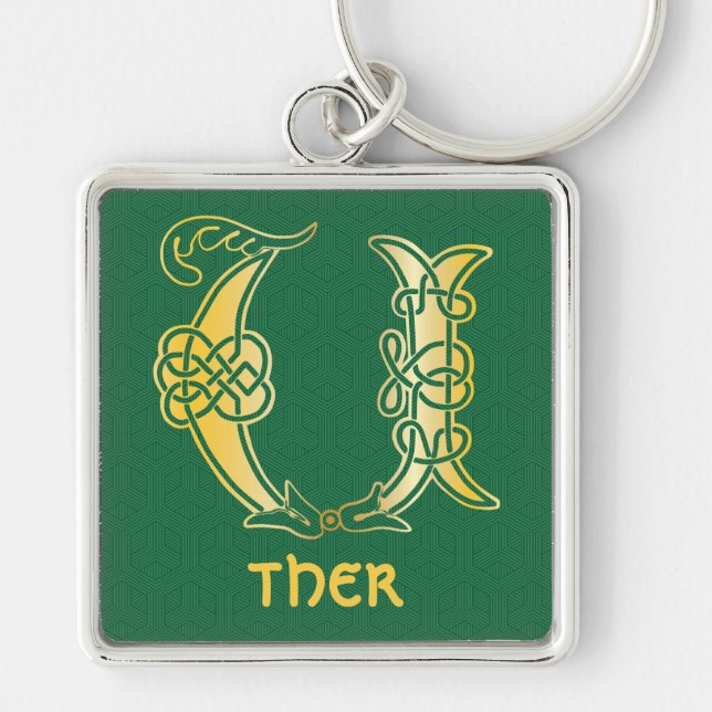 16th Century Celtic Knot Decorative Capital U Key Ring (Front)