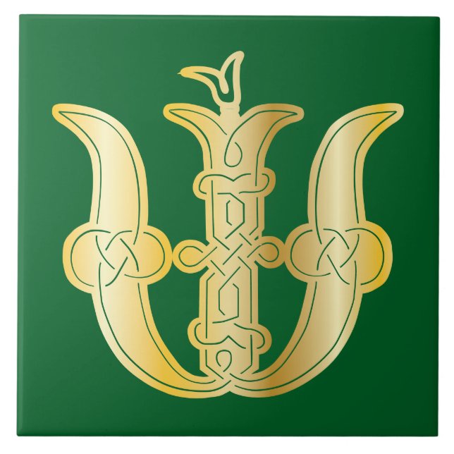 16th Century Celtic Knot Decorative Capital W Tile (Front)