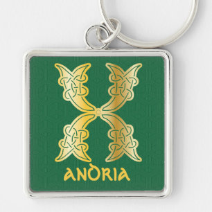 16th Century Celtic Knot Decorative Capital X Key Ring