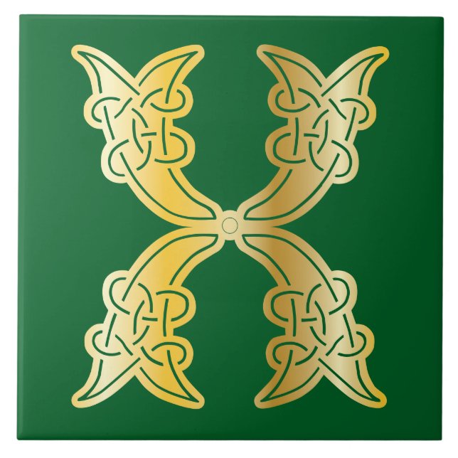16th Century Celtic Knot Decorative Capital X Tile (Front)