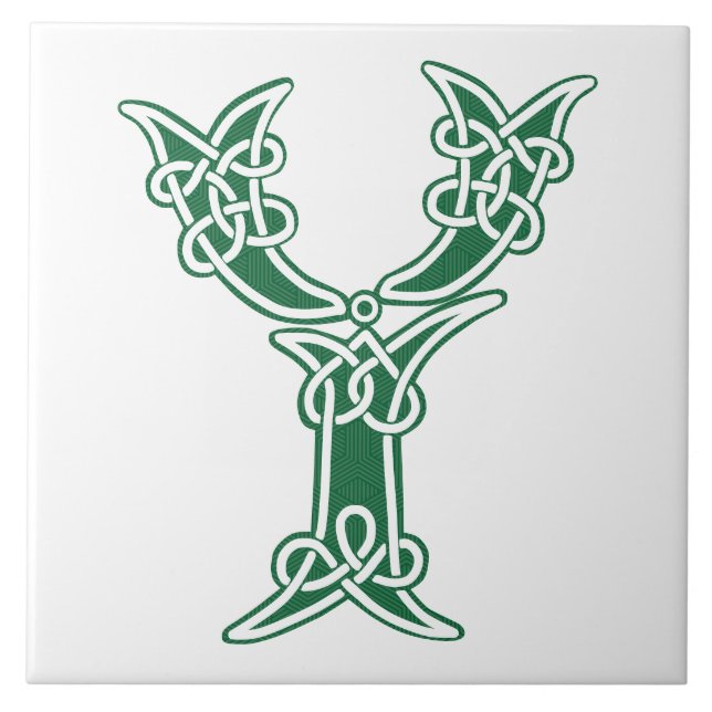 16th Century Celtic Knot Decorative Capital Y Tile (Front)