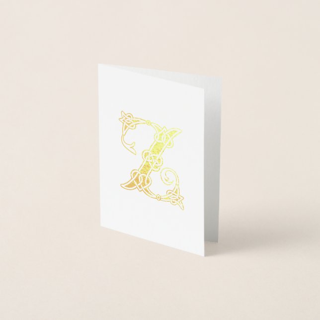 16th Century Celtic Knot Decorative Capital Z Foil Card (Front)