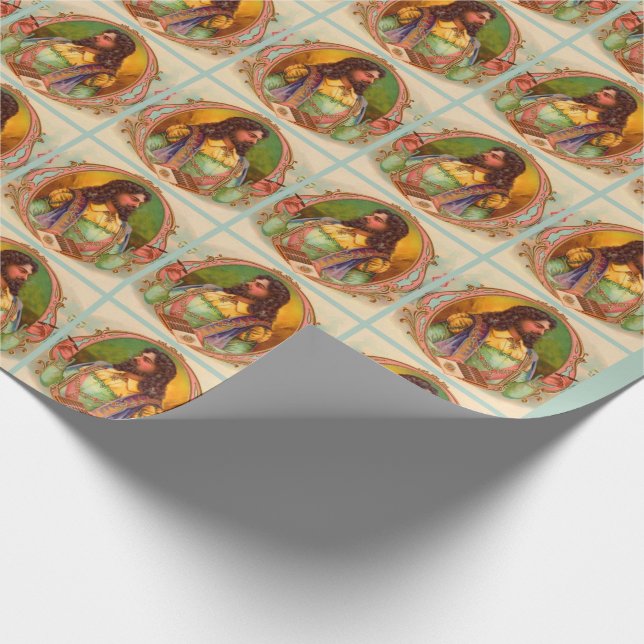 16th century cigar smoker cigar box label wrapping paper (Corner)
