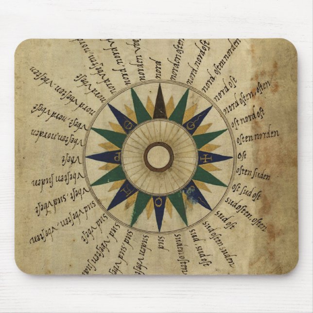 16th Century Compass Rose Mouse Mat (Front)