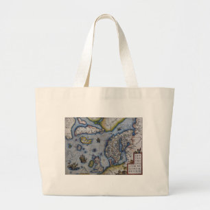 16th Century Map of Scandinavia Large Tote Bag