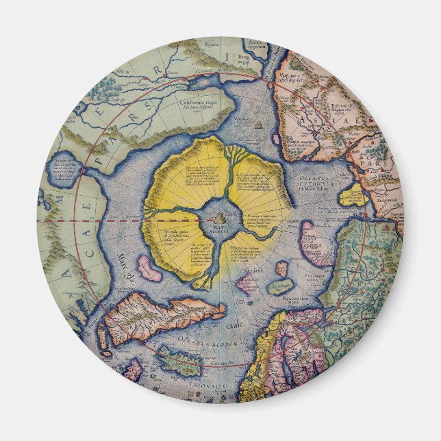 16th Century Mercator North Pole Map Magnet (Front)