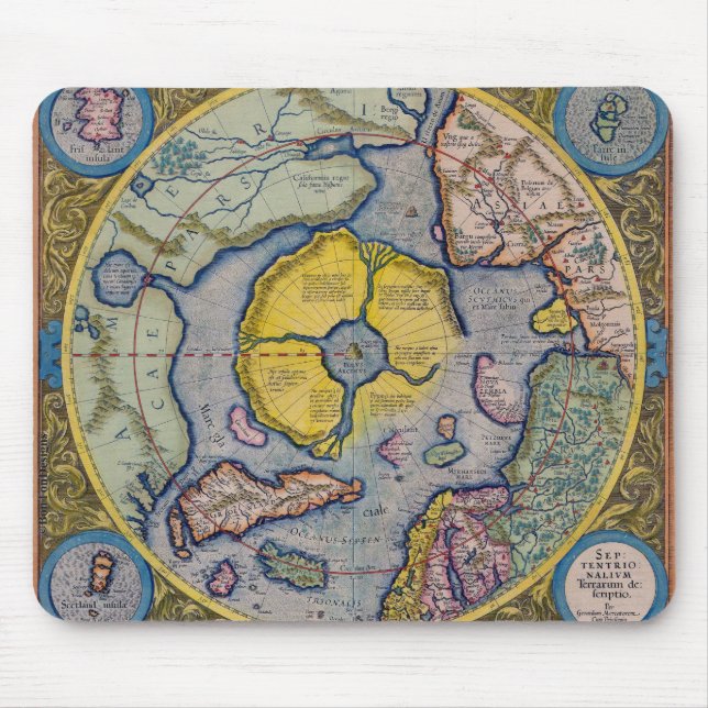16th Century Mercator North Pole Map Mouse Mat (Front)