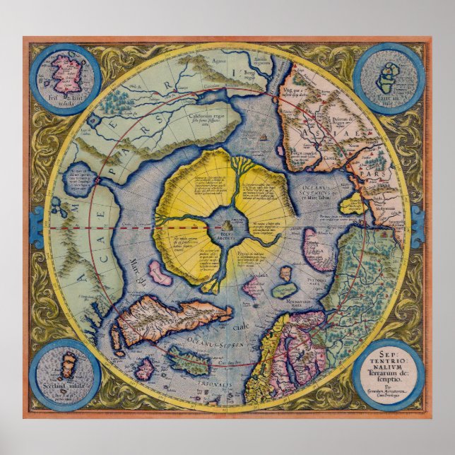 16th Century Mercator North Pole Map - Poster (Front)