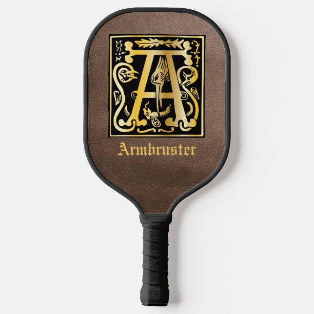 16th Century Mythic Creatures Decorative Capital A Pickleball Paddle (Back)