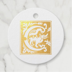 16th Century Mythic Creatures Decorative Capital C Favour Tags