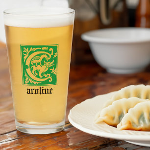 16th Century Mythic Creatures Decorative Capital C Glass