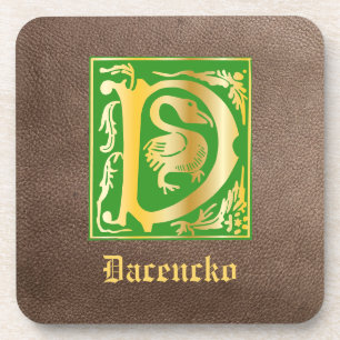 16th Century Mythic Creatures Decorative Capital D Coaster