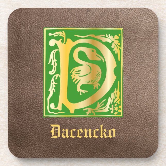 16th Century Mythic Creatures Decorative Capital D Coaster (Front)