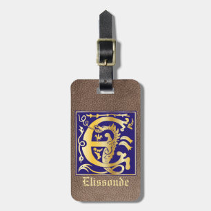 16th Century Mythic Creatures Decorative Capital E Luggage Tag