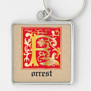 16th Century Mythic Creatures Decorative Capital F Key Ring
