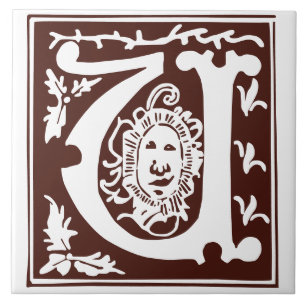 16th Century Mythic Creatures Decorative Capital U Tile