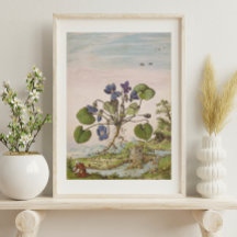 16th Century Vintage Violet Watercolor