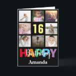 16th Happy Birthday Photo Collage Modern Black Card<br><div class="desc">16th Happy Birthday Photo Collage Modern Black Card with personalised name. For further customisation,  please click the "Customise it" button and use our design tool to modify this template.</div>