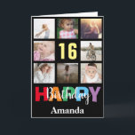 16th Happy Birthday Photo Collage Modern Black Card<br><div class="desc">16th Happy Birthday Photo Collage Modern Black Card with personalised name. For further customisation,  please click the "Customise it" button and use our design tool to modify this template.</div>