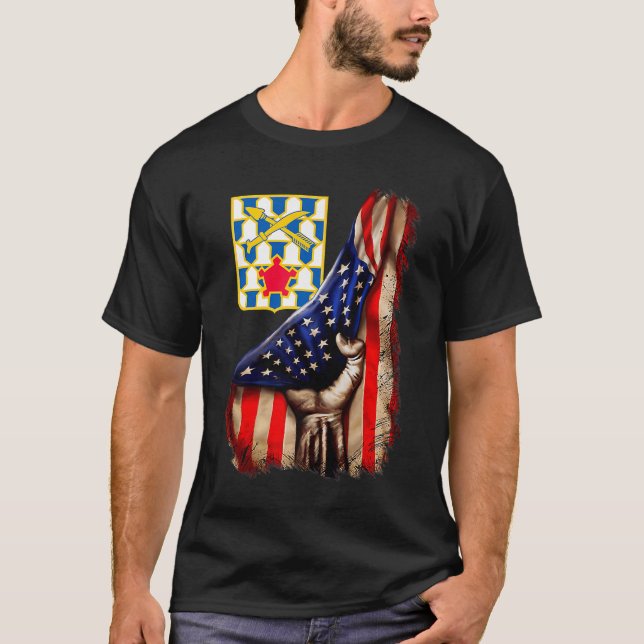 16th Infantry Regiment American Flag Premium T-Shi T-Shirt (Front)