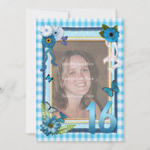 16th Photo birthday party invitation