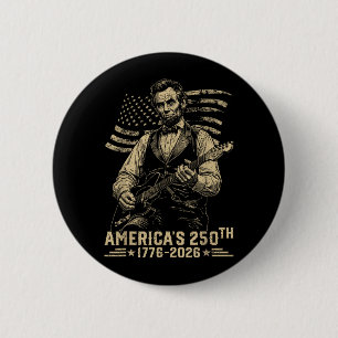 16th President Playing Guitar 4th Of July 250th 6 Cm Round Badge