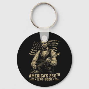 16th President Playing Guitar 4th Of July 250th Key Ring