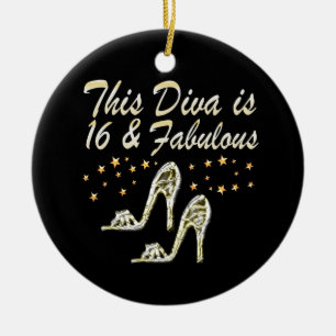 16TH SILVER SHOE QUEEN CERAMIC TREE DECORATION