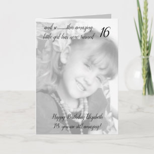 16th still amazing grey and black birthday photo card