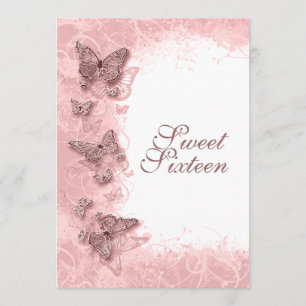 16th "sweet sixteen" birthday party pink invitation
